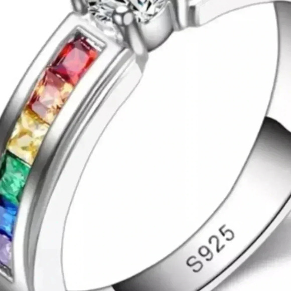 New 925 Sterling Silver Ring Colorful Tension Setting Ring Sizes: 6, 7, 8 NWT - Picture 7 of 7